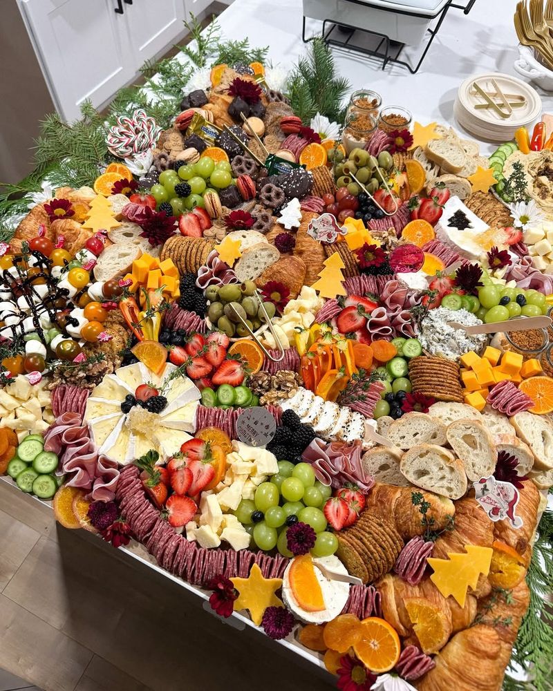Outdoor vineyard grazing table spread